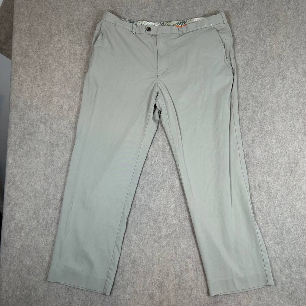 Tommy Bahama Chino Pants Mens 40x32 Tan Silk Cotton Blend Flat Front Straight